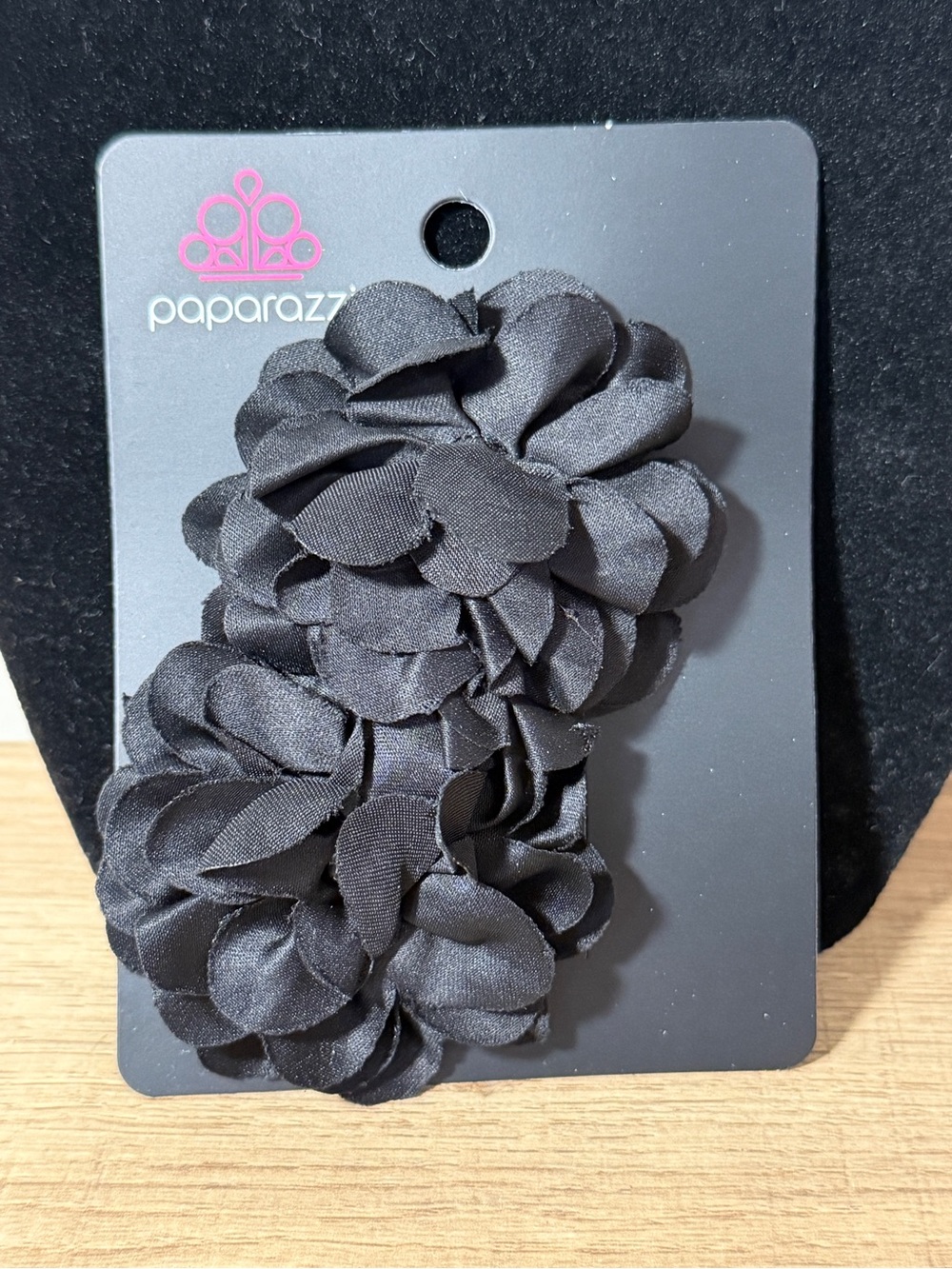 paparazzi Black Satin Flower Hair Clips - Pair